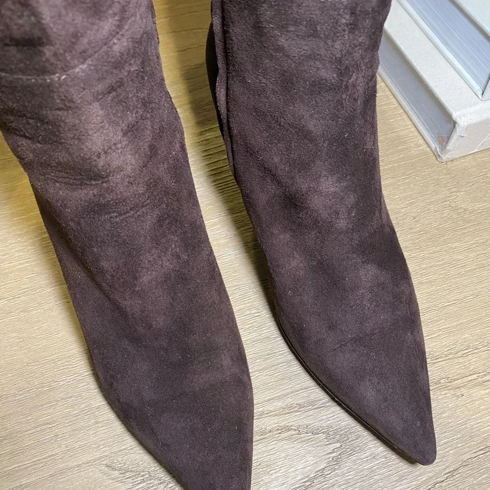 Sergio Rossi Dark Brown Suede Knee High Boots Sz 7 - GREAT CONDITION! - Picture 3 of 8